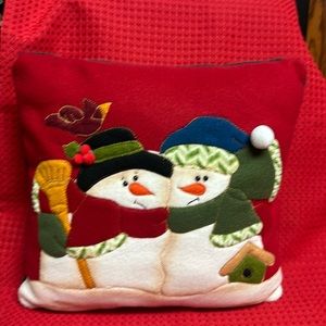 Snowman Pillow 12” square. Felt fabric.